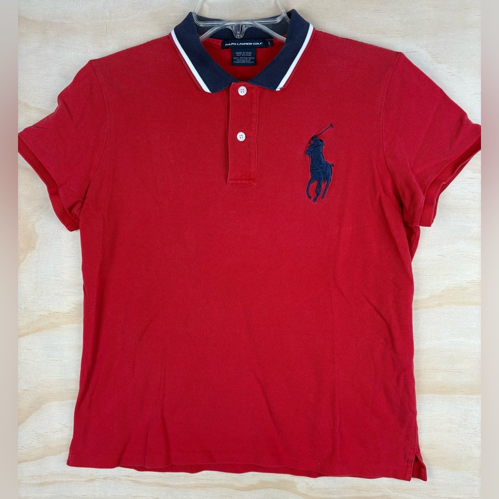 Ralph Lauren Golf Polo Shirt Women’s Large Red Big Pony 3